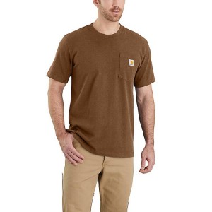 Camiseta Carhartt Relaxed Fit Heavyweight Sleeve Pocket Hombre Chocolate | DJRTOL-210
