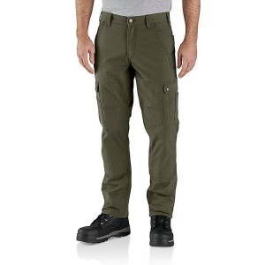 Pantalones De Trabajo Carhartt Rugged Flex® Relaxed Fit Ripstop Cargo Fleece-Forro Hombre Grises Oscuro | IJQMNR-718